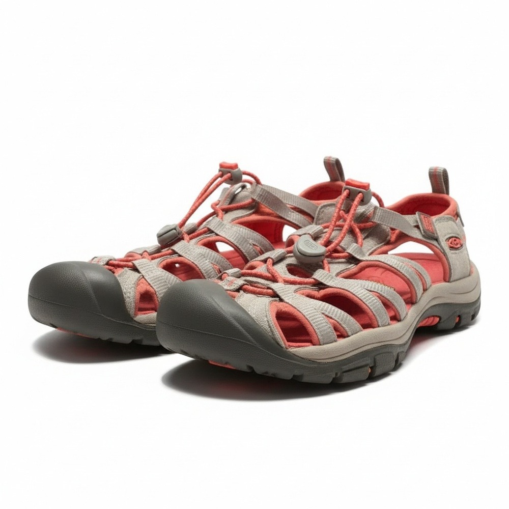 Keen Whisper Sport Sandals Women Gray Coral Pink Waterproof Hiking Utility Shoes